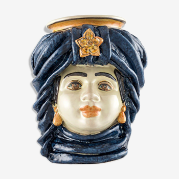 Vase turban bleu femme