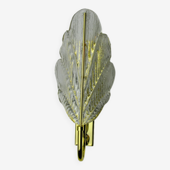 Frosted leaf wall lamp, murano glass, italy, 1970