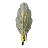 Frosted leaf wall lamp, murano glass, italy, 1970