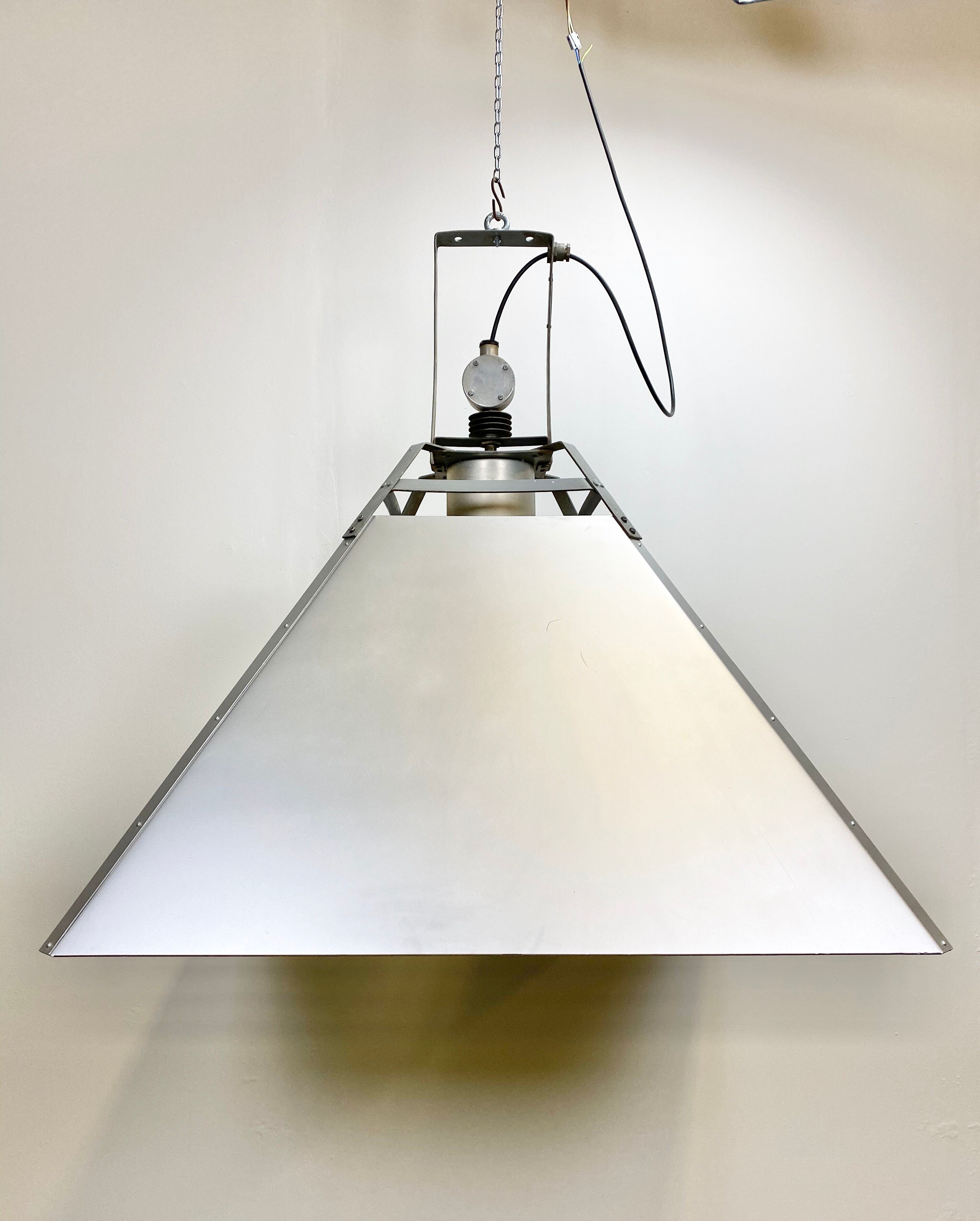Silver industrial ceiling lamp, 1970s