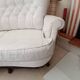 Vintage white curved tufted 3-seater sofa