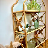 Rattan and glass shelf