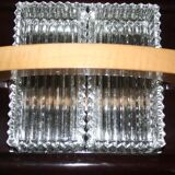 Plteau bois et miroir à 4 compartiments verre art déco