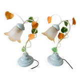 Table lamps with tulip-shaped lampshades, set of 2