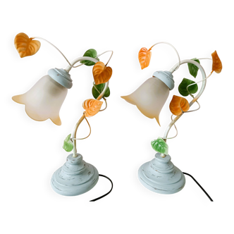 Table lamps with tulip-shaped lampshades, set of 2
