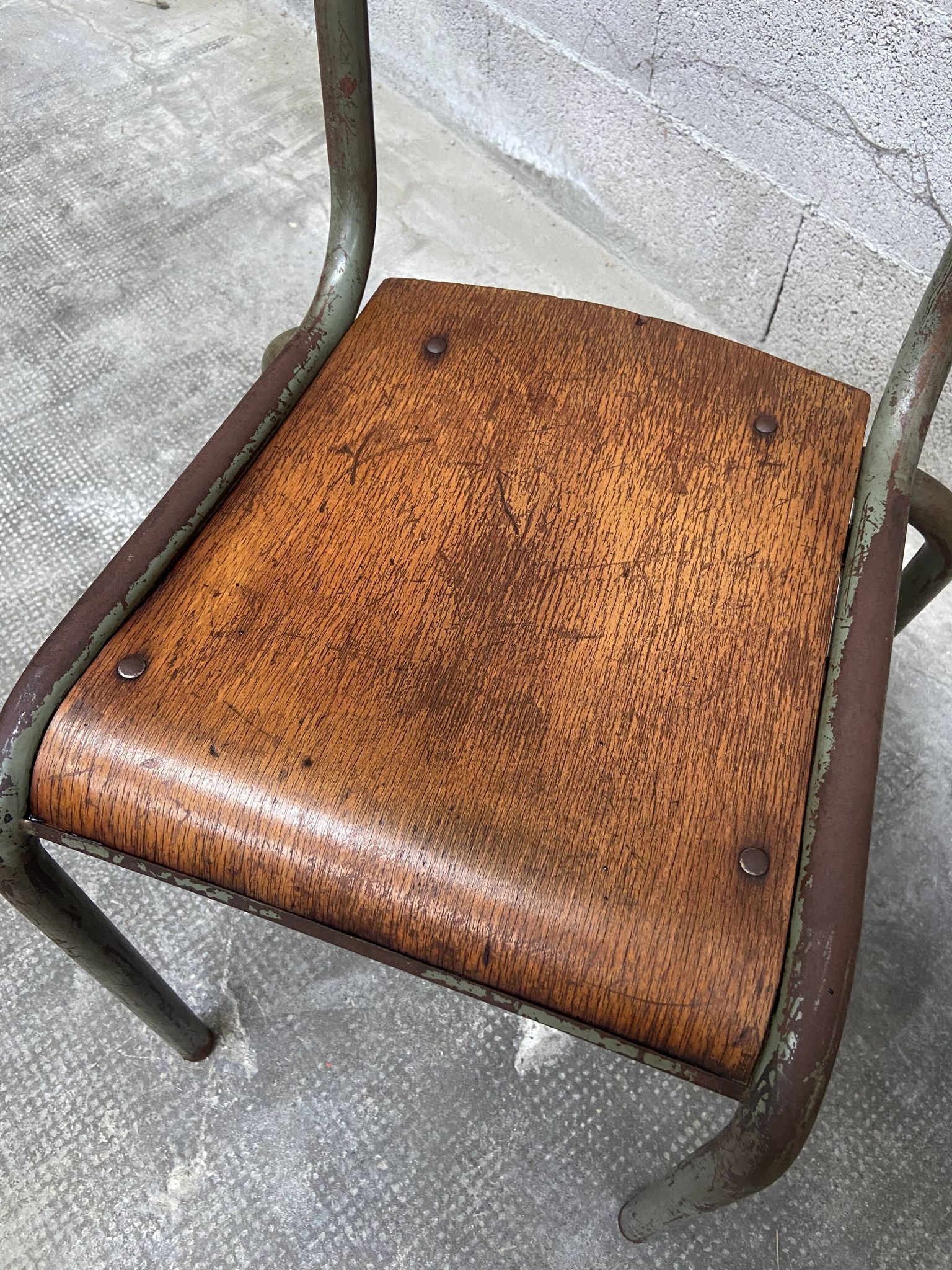 4 vintage school chairs