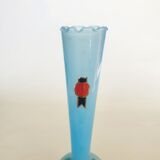 Vase soliflore en opaline italienne bleue
