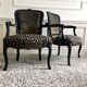 Restored Louis XV-style leopard convertible chairs