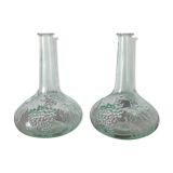 Glass decanters with grape decoration