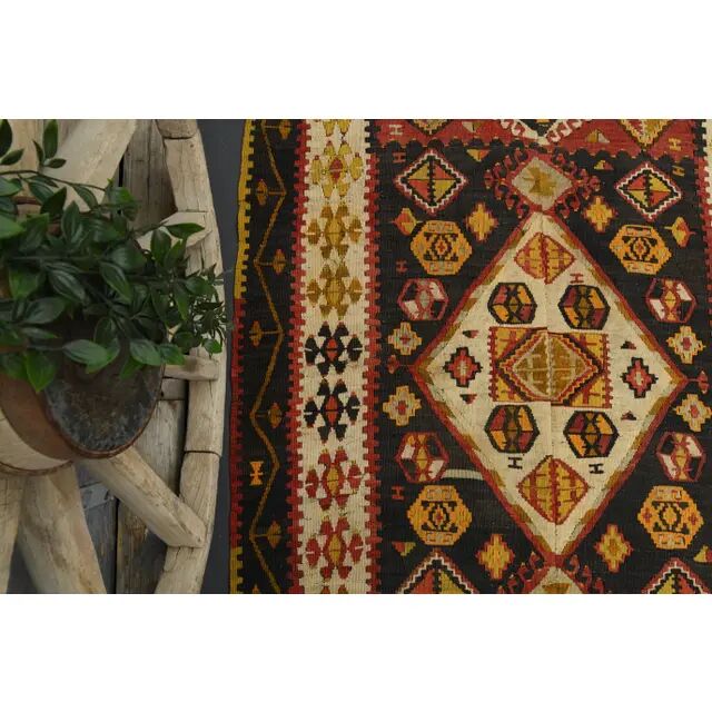 1970s Turkish Oushak Handmade Wool Cotton Red Runner 127x321