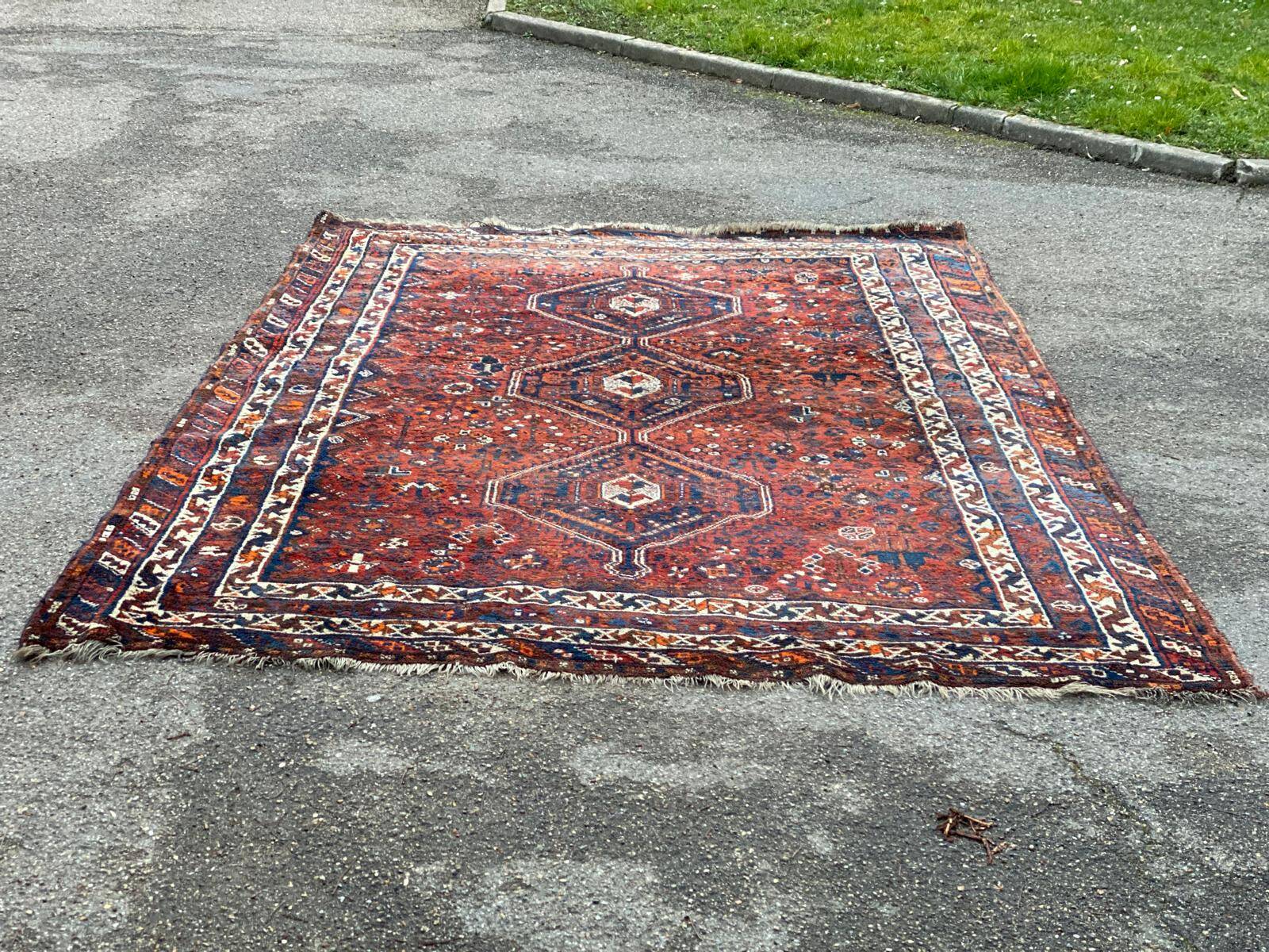 Persian wool oriental rug Iran burgundy handmade 230x320
