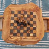 Échiquier en bois d'olivier avec tiroirs