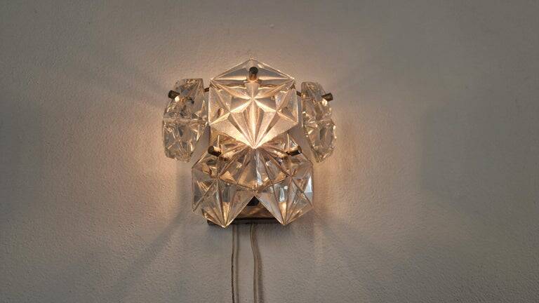 Rare Midcentury Glass Wall Lamp in Style of Kinkeldey, 1960s.