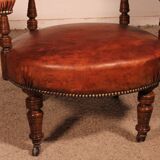 small shepherdess or armchair in mahogany and cognac leather - 19th century