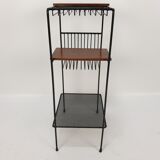 Mid Century Italian Storage Rack with teak and metal, 1950s