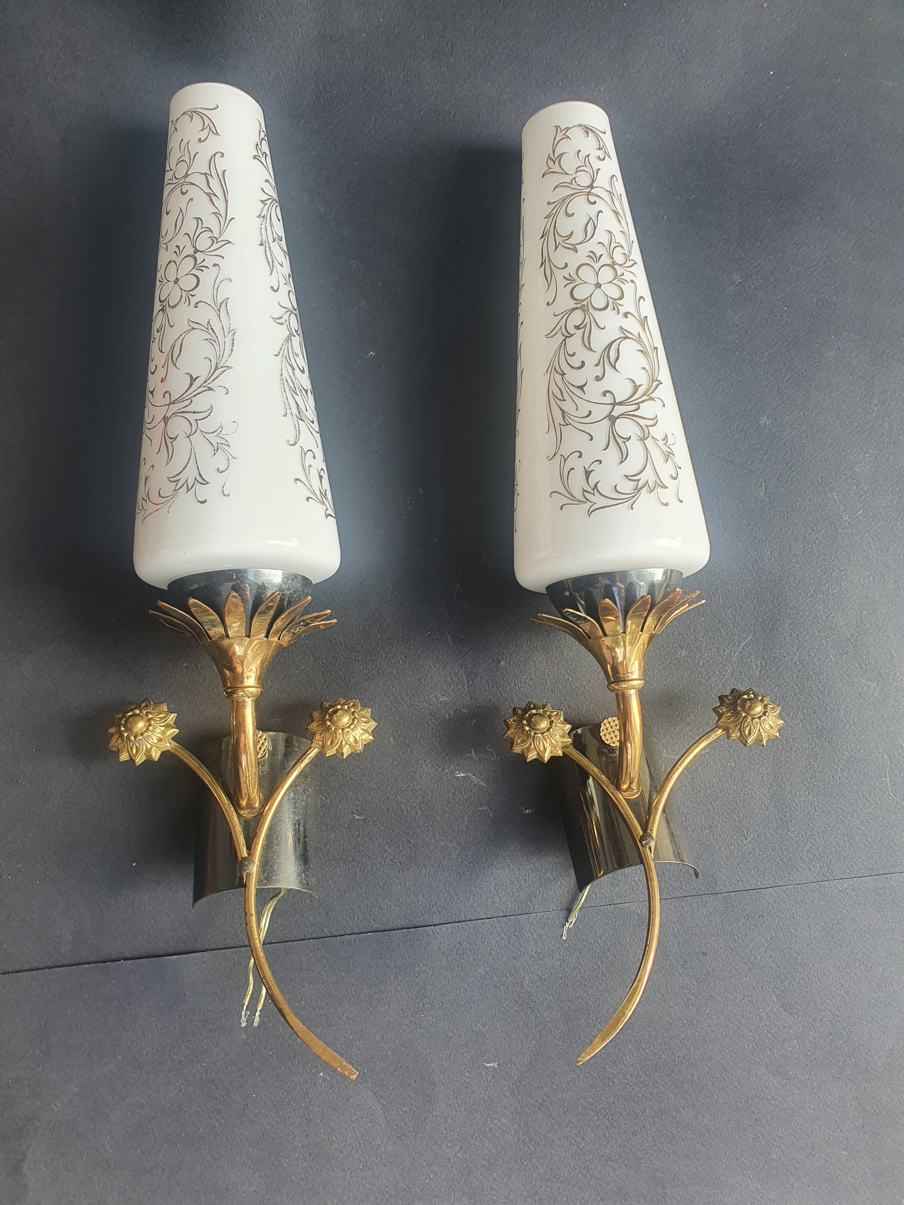 Pair of Art Deco wall sconces from the 1960s.