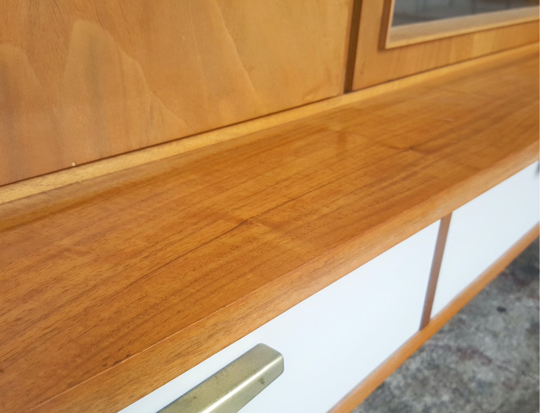 Wooden bookcase, drawers and doors