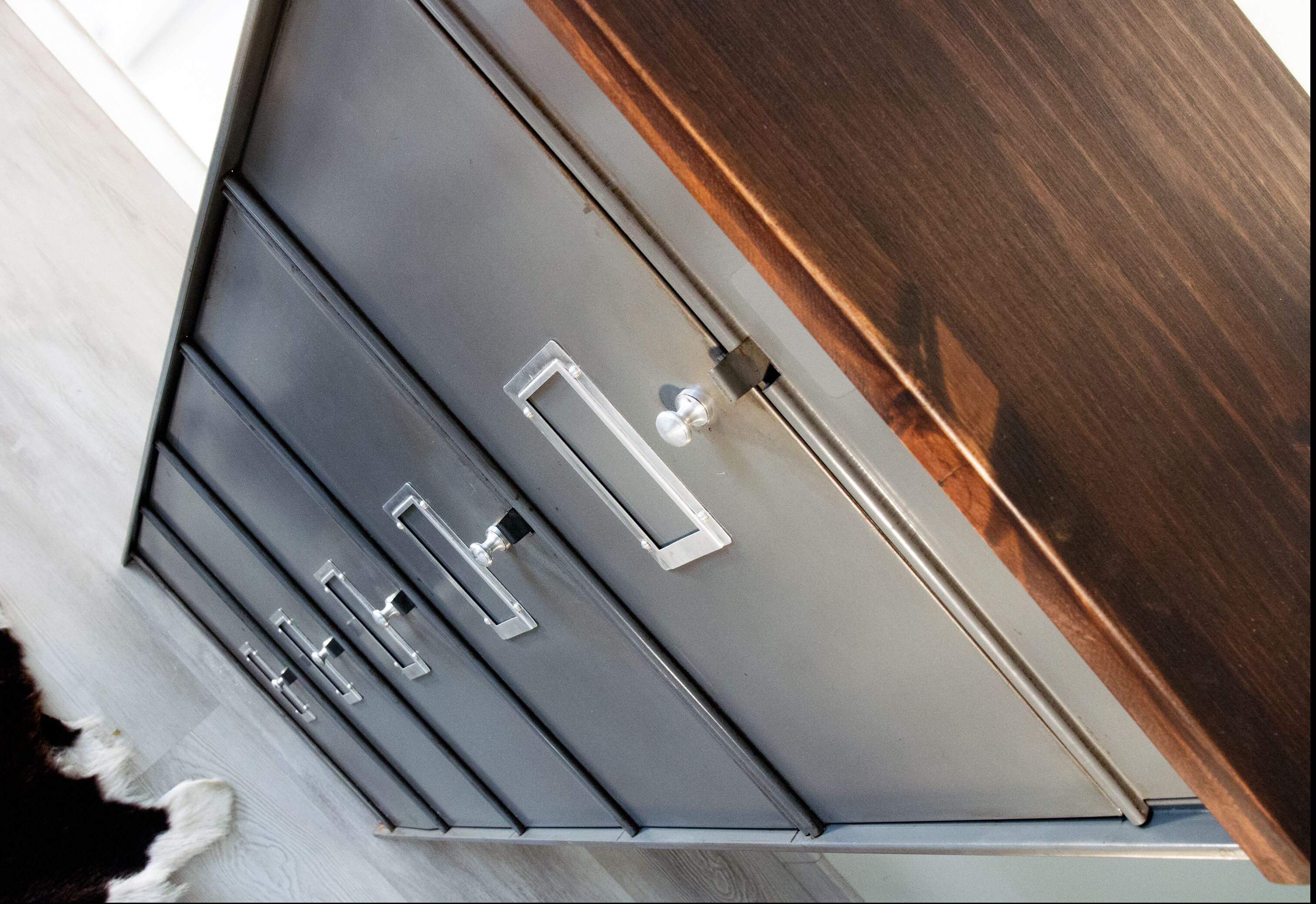 Craft cabinet with flaps, wood desssus, Ronéo year 50-60