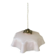 Chandelier, pink opaline suspension and white interior, complete antique