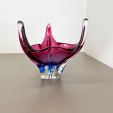 2,5 Kg Floral Glass Bowl Shell Centerpiece by Fratelli Toso Murano, Italy, 1970s