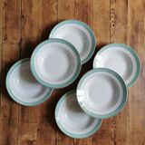 Vintage hollow plates Almond green Badonviller