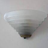Pair of vintage wall lights, brass and sandblasted glass, Italy 1980s