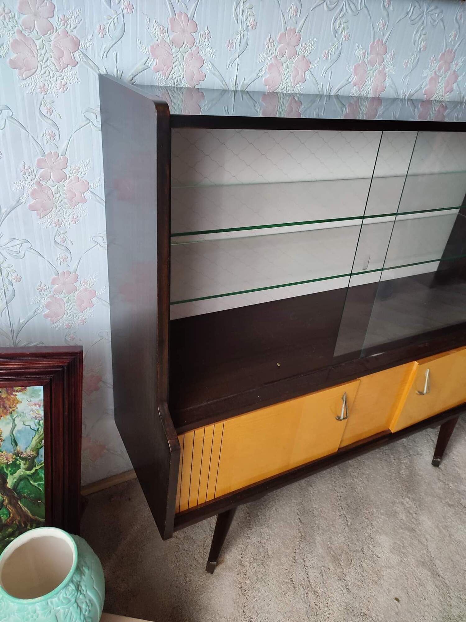Old showcase buffet furniture vintage scandinavian wood