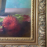 Paintings XIX° during HST "Bouquet of flowers in vase" signed Polet + frame