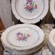 Ensemble de six assiettes vintages faïence de Gien modèle fleuri