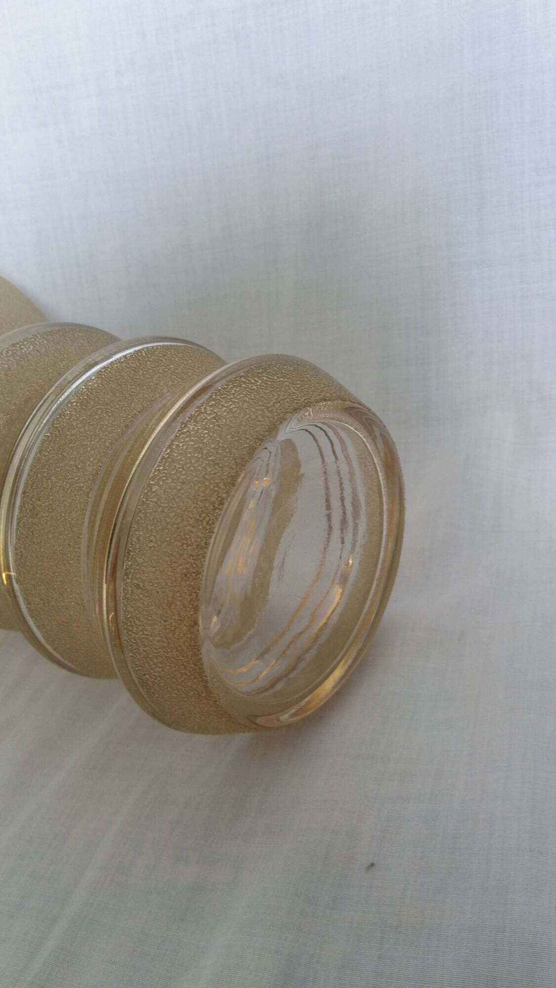 Frosted glass vase with a champagne finish and gold trim Art Deco