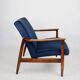 Fauteuil GFM-64, design Edmund Homa des années 60, bleu marine - bois foncé