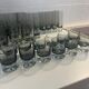 Set of black smoked glasses with large bubbles from the 1970s.