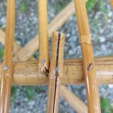 wicker armchair, bamboo wood