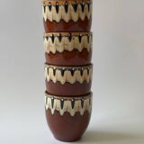 4 tasses à café en terre cuite émaillée