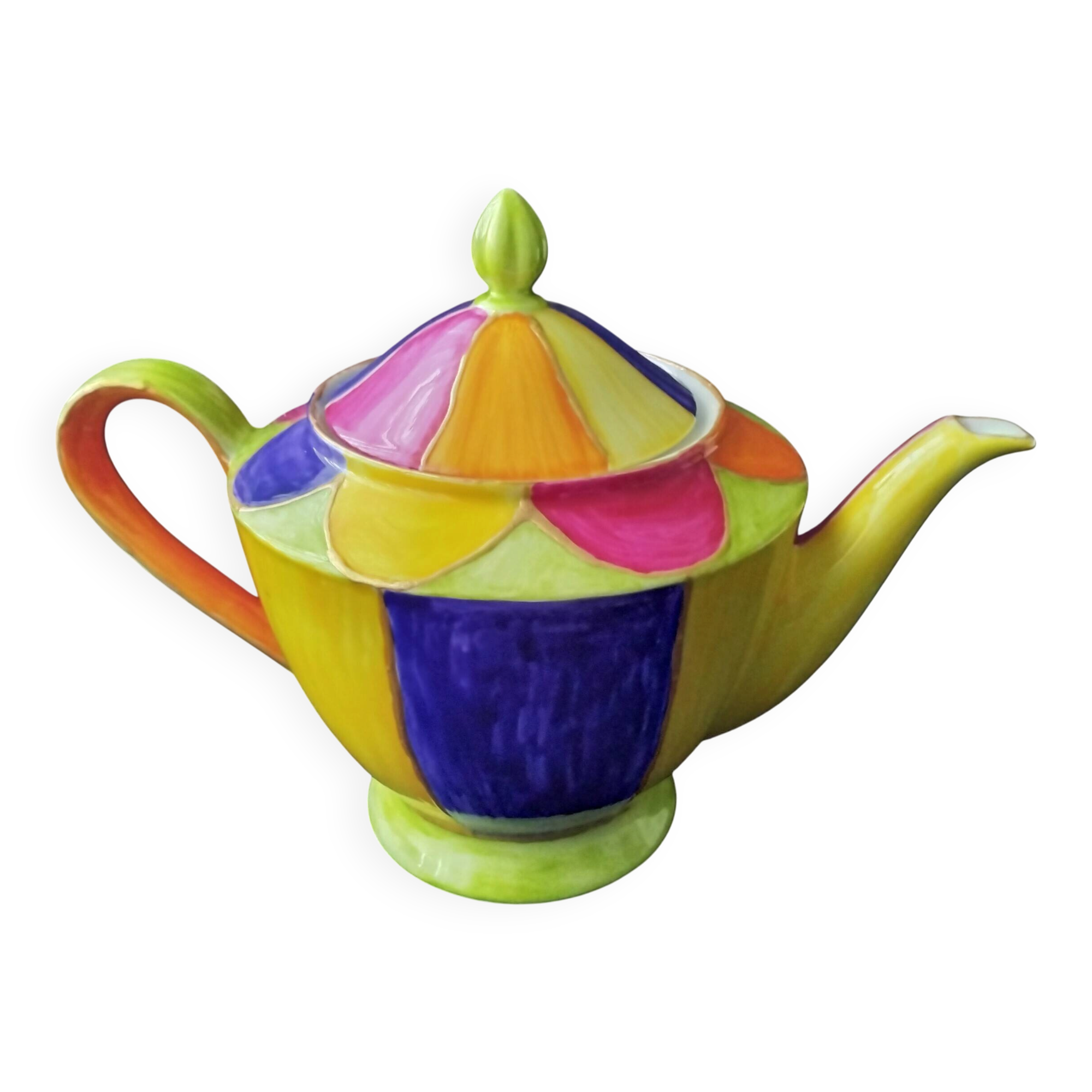 Polychrome porcelain teapot hand-painted.