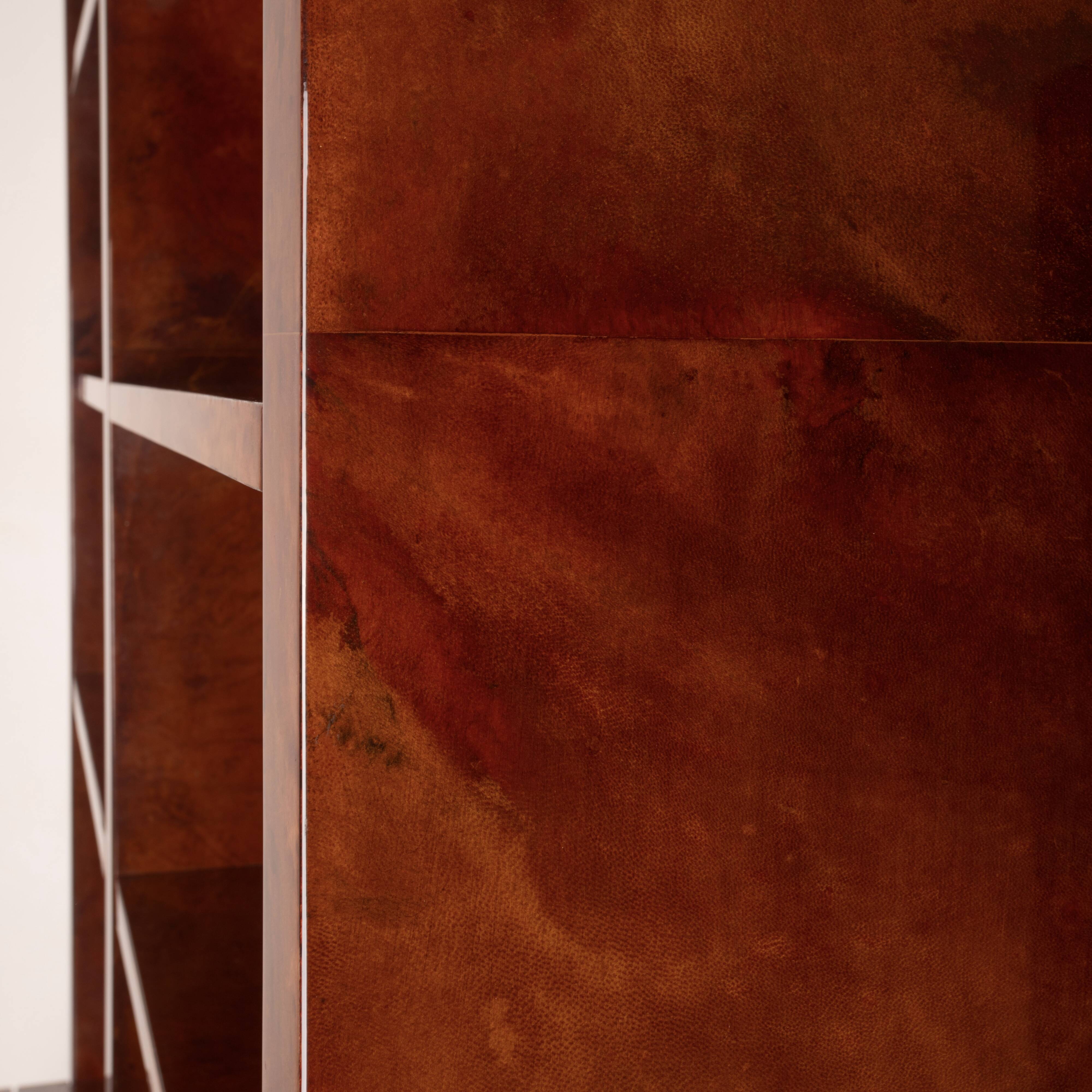 Parchment bookcase by Aldo Tura for Tura Milano 1960