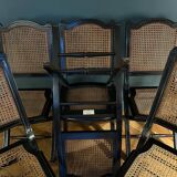 Set of 6 Roche Bobois folding chairs cannage dining room