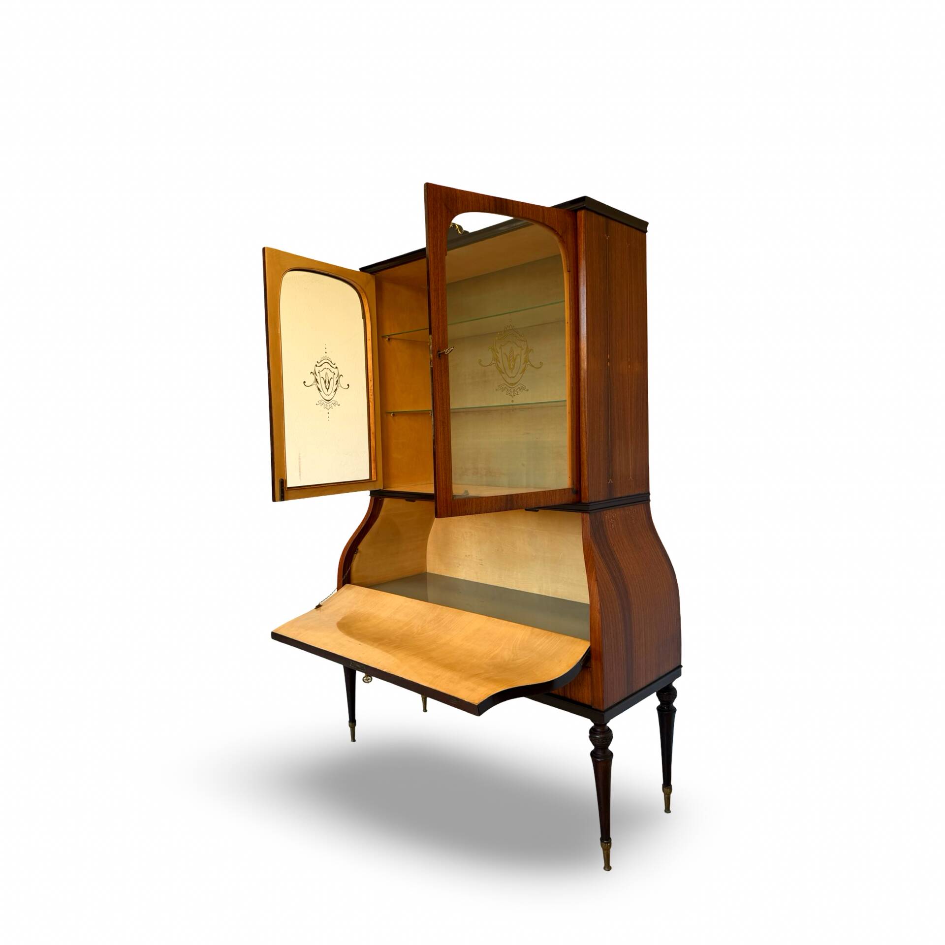 Secretary credenza in marquetry in the Italian Louis XV style from the mid-century, 1960.