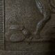EIGHTEENTH CENTURY CAST IRON FIREPLACE PLATE REPRESENTING A WOMAN AND A WOLF