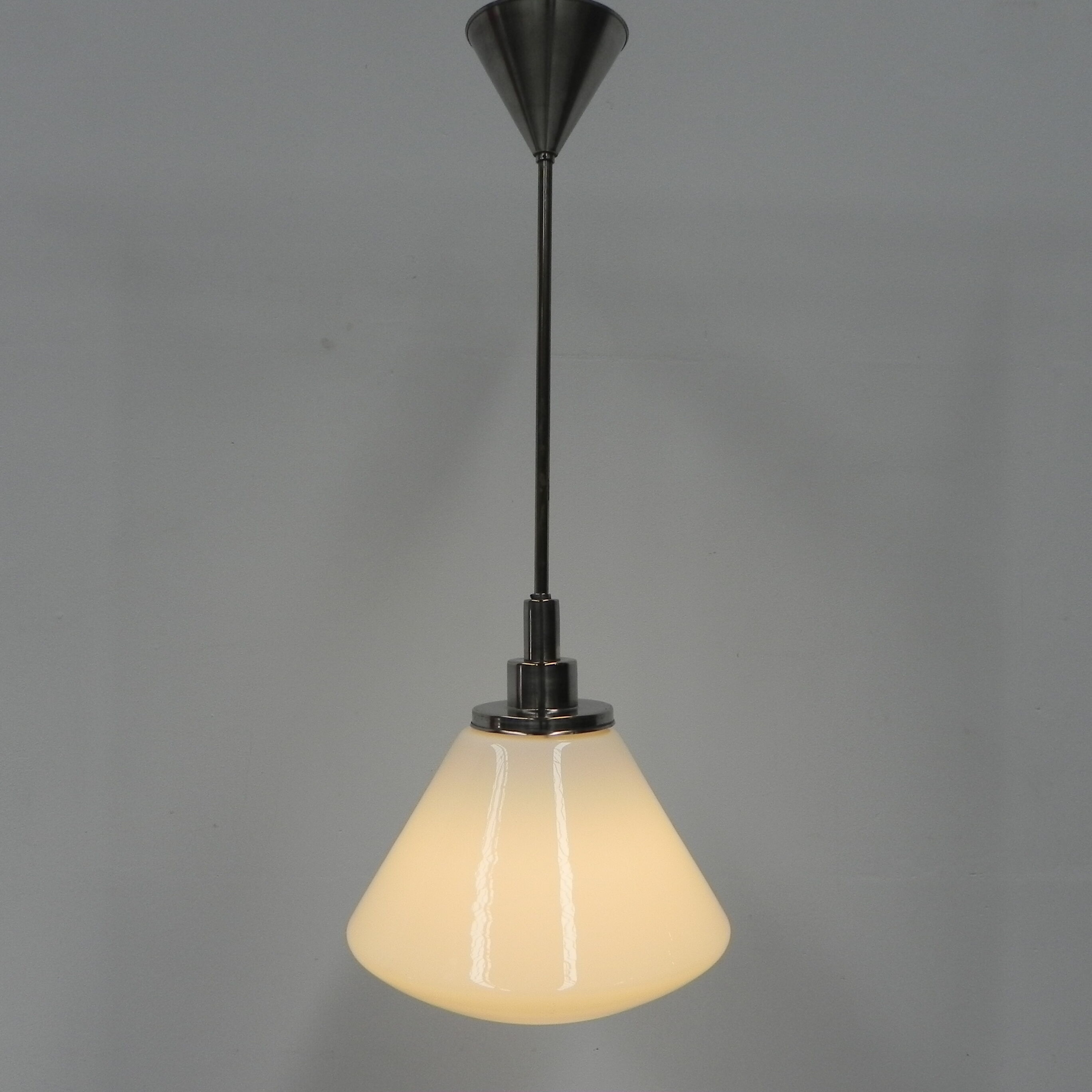 Art Deco school lamp with white glass shade
