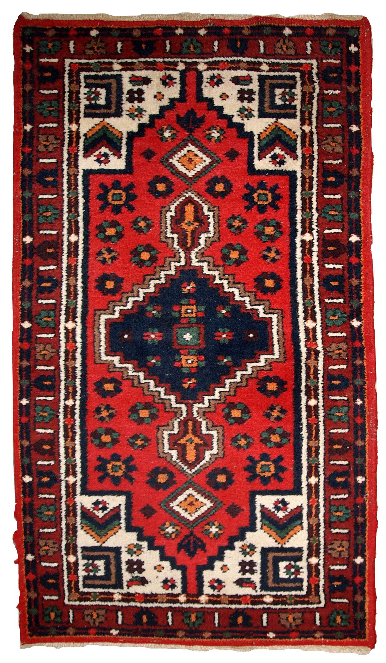 Tapis Vintage Hamadan en Laine (74cm x 140cm), Années 1970, Élégance Tradit