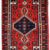 Tapis Vintage Hamadan en Laine (74cm x 140cm), Années 1970, Élégance Tradit