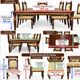 Dining table and 6 carved wooden chairs - Classic style - Chiniot, Pa