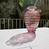 Pink molded glass vase