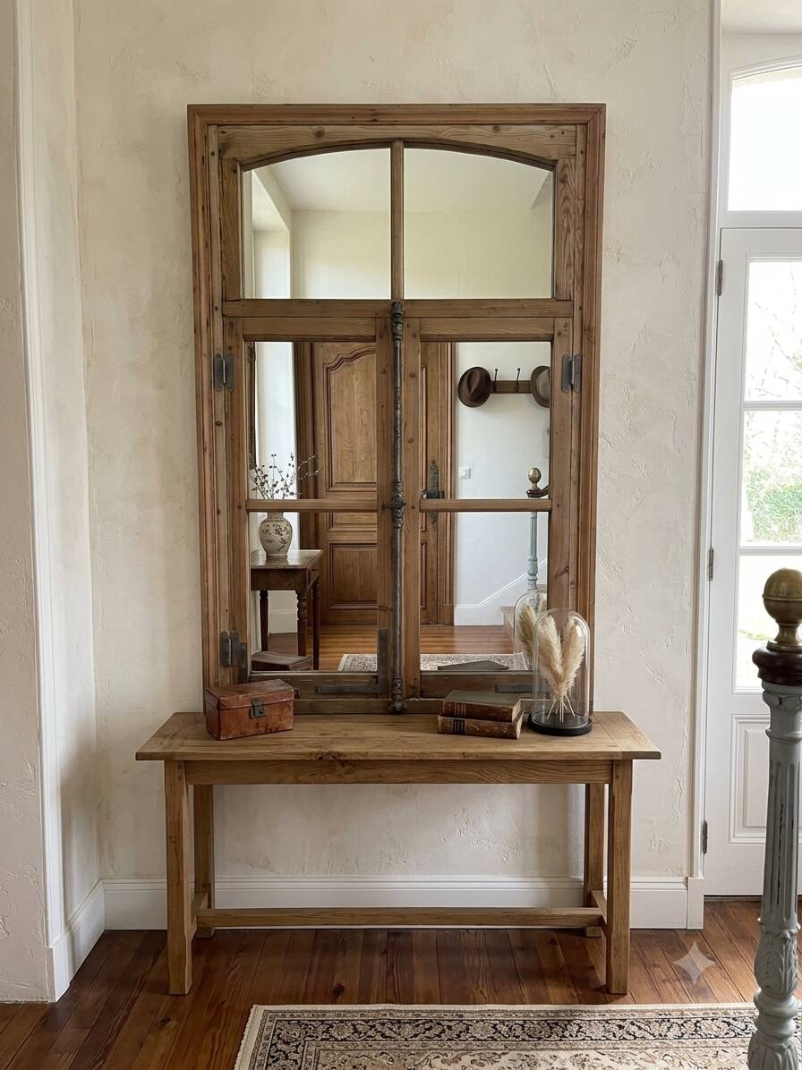 Eighteenth-century oak window mirror.