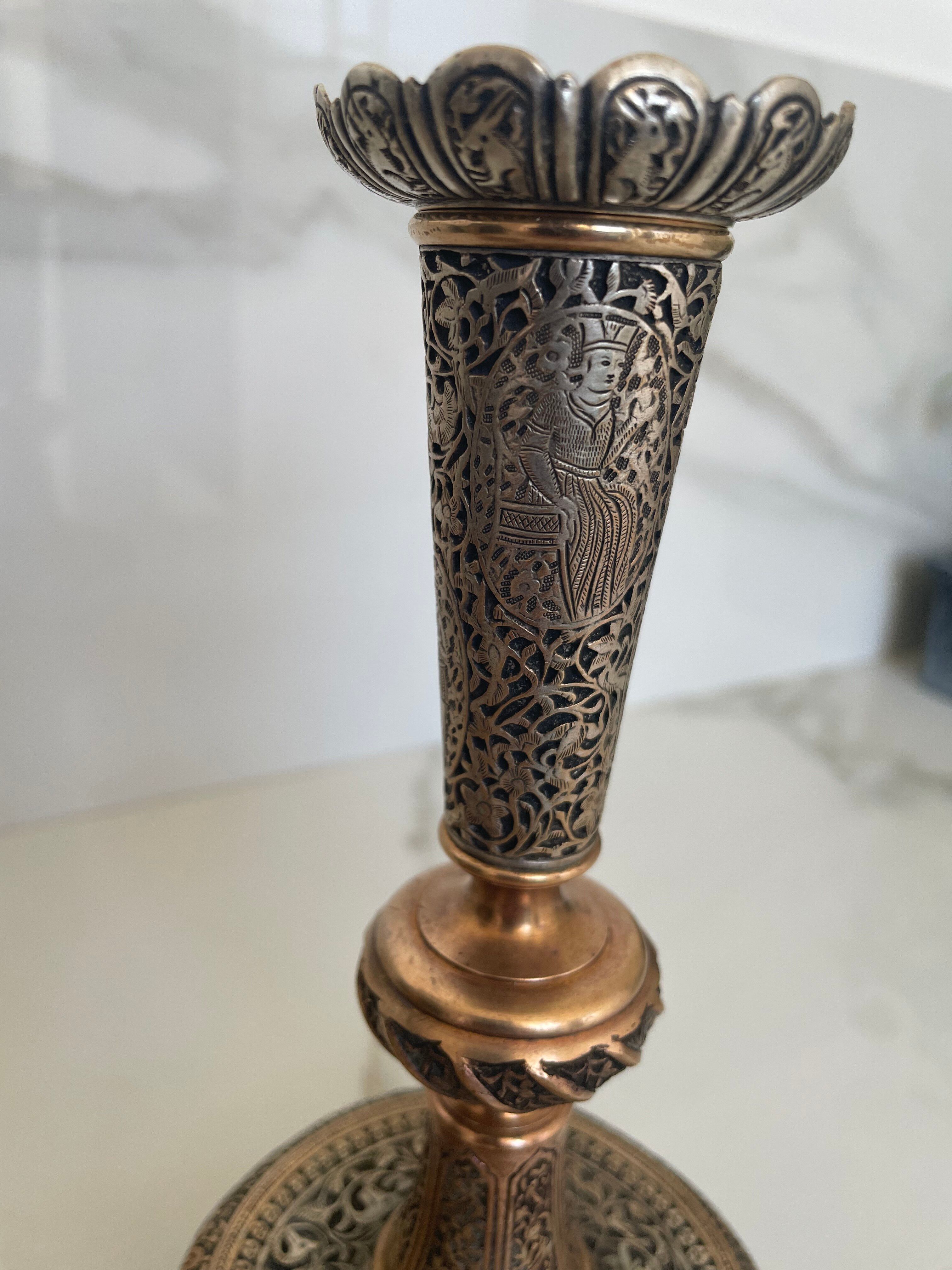Paire de bougeoirs persans, style kadjar, début XXe