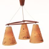 1950s ceiling lamp triangle in teak