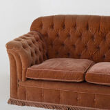 Crushed velvet button back sofa