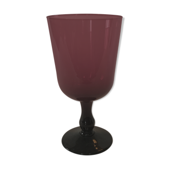 Purple glass vase on foot