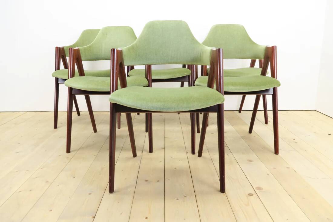Ensemble de 6 chaises Compass par Kai Kristiansen, années 1960